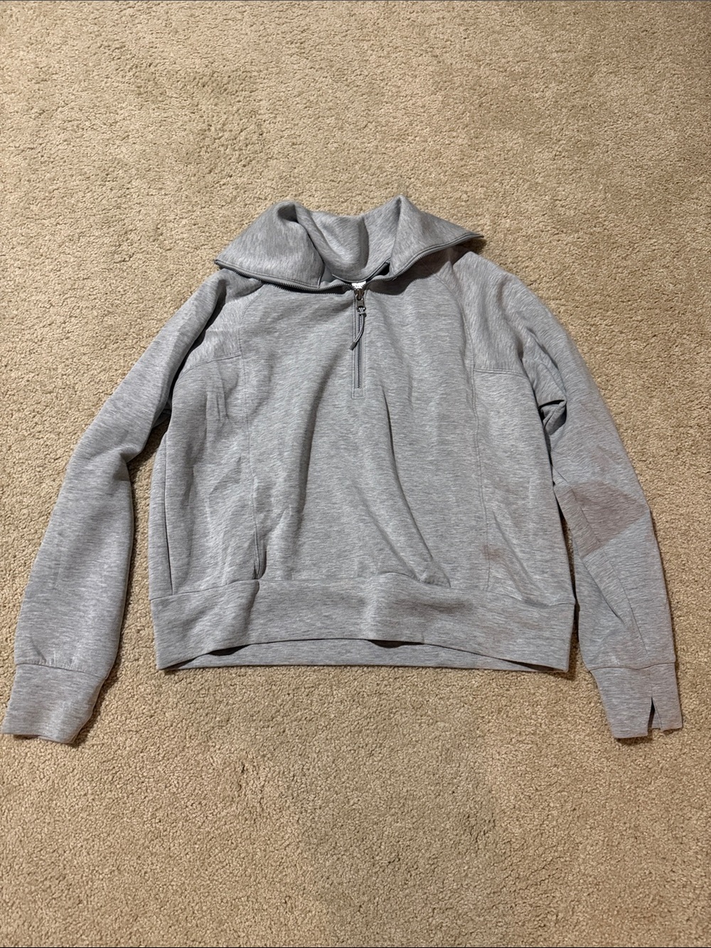 SPANX Light Gray Quarter-Zip Cowl Airessentials Pullover